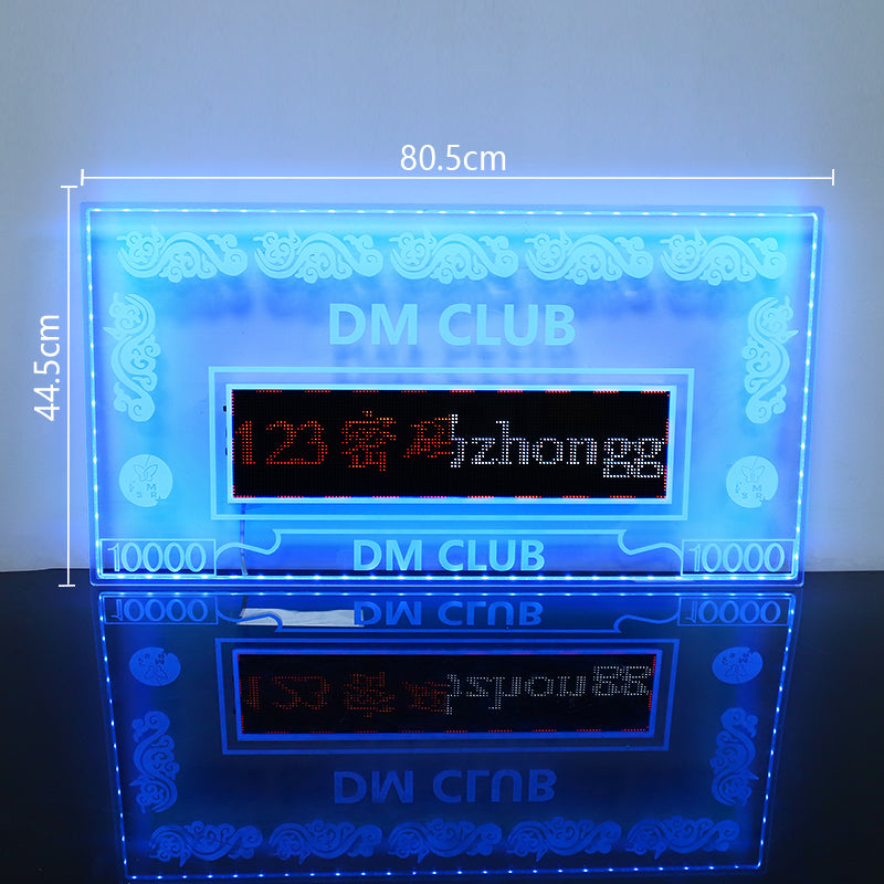 DM Club LED Glowing Acrylic Sign - 80.5x44.5cm Remote Control Light Up Board for Bars Nightclubs