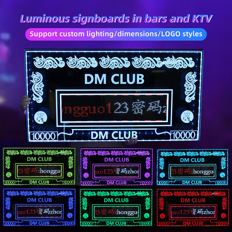 LED Acrylic Glowing Hand Sign for Bar Nightclub, Customizable Light Up Message Board